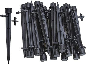 Tropfer mit Verbinder für 4mm / 7mm Rohr, Tropfbewässerung Einstellbar Pflanze Garten Wasser Bewässerung, 50 Stück