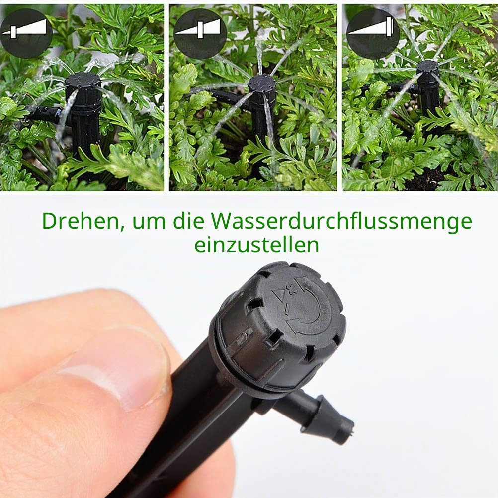 Tropfer mit Verbinder für 4mm / 7mm Rohr, Tropfbewässerung Einstellbar Pflanze Garten Wasser Bewässerung, 50 Stück