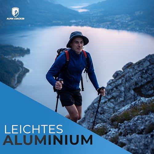 ALPIN LOACKER Teleskop Wanderstöcke Aluminium und Carbon mit Korkgriff I Leichte Nordic Walking Stöcke Damen und Herren für Skifahren und Wandern I Trekkingstöcke für Bergsport