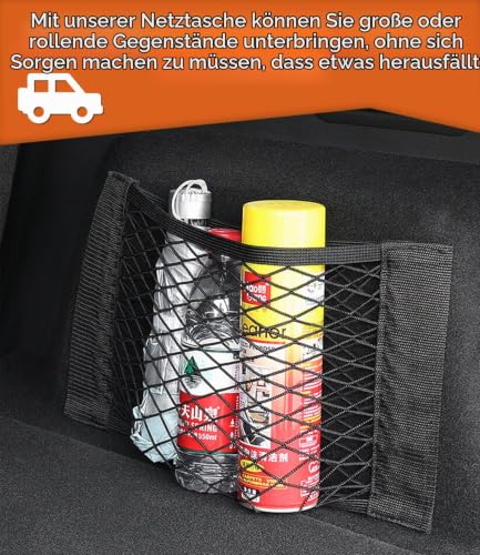 Kofferraum Netztasche Auto 4 Stück, 40x25cm Universal KFZ Kofferraum Organizer Netz mit Klettverschluss Autositz Gepäcknetz, Strapazierfähige Kofferraumnetz für universal Auto/SUV aus Nylon