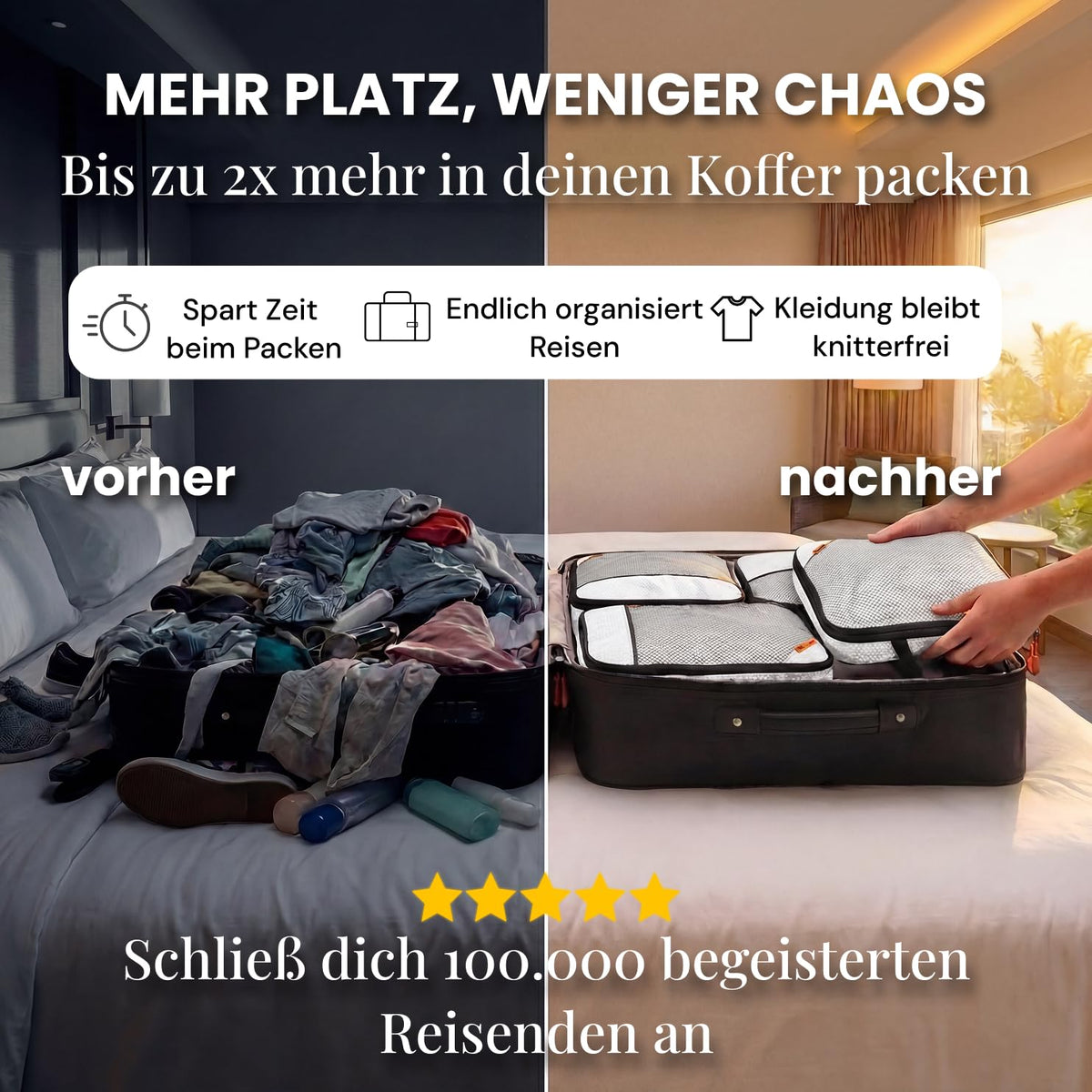 Compression Packing Cubes Set - Packwürfel Koffer Organizer Set Kompression