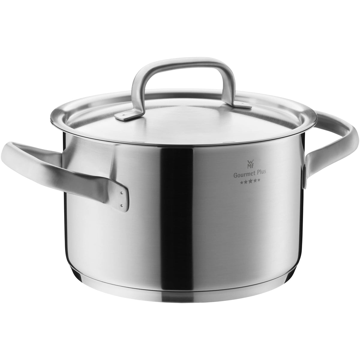 WMF Gourmet Plus Kochtopf groß 20cm, Metalldeckel mit Dampföffnung, Fleischtopf Induktion 3,9l, Cromargan Edelstahl mattiert, Nudeltopf mit Innenskalierung
