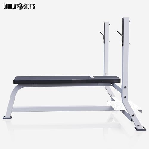 GORILLA SPORTS® Hantelbank mit Ablage, bis 250 kg, gummierte Füße, 110 cm