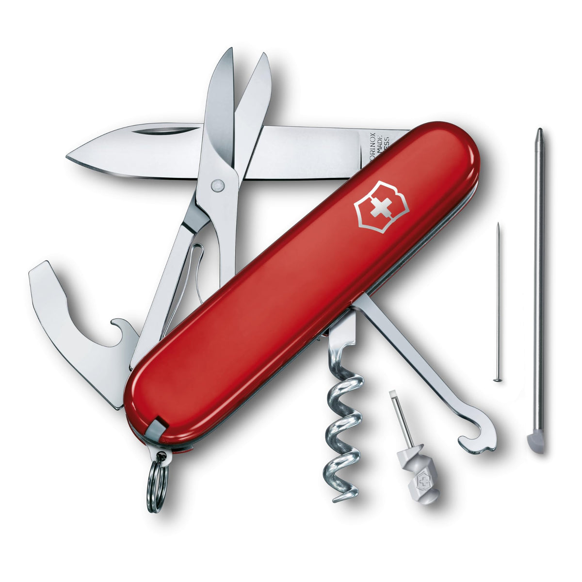 Victorinox Schweizer Taschenmesser Compact, 15 Funktionen, Swiss Made, Multitool Inkl. Klinge, Mini-Schraubendreher, Kapselheber, Rot
