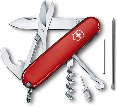Victorinox Schweizer Taschenmesser Compact, 15 Funktionen, Swiss Made, Multitool Inkl. Klinge, Mini-Schraubendreher, Kapselheber, Rot