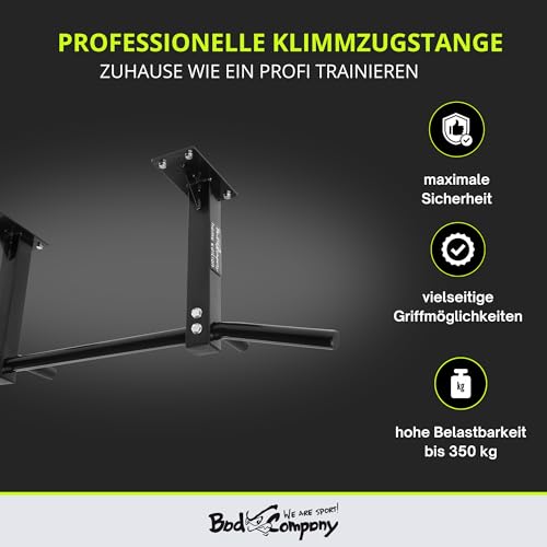 Bad Company Klimmzugstange Wandmontage oder Deckenmontage bis 350 kg belastbar - Klimmzug Stange Wand oder Decke inkl. Anleitung und Befestigungsmaterial - Für Fitness Zuhause oder Gym