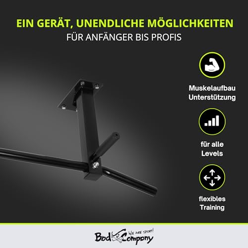Bad Company Klimmzugstange Wandmontage oder Deckenmontage bis 350 kg belastbar - Klimmzug Stange Wand oder Decke inkl. Anleitung und Befestigungsmaterial - Für Fitness Zuhause oder Gym