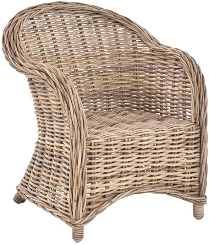 Kinderstuhl, Kindersessel aus Rattan in der Farbe Grau