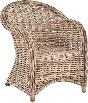 Kinderstuhl, Kindersessel aus Rattan in der Farbe Grau