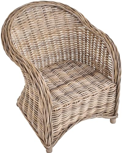Kinderstuhl, Kindersessel aus Rattan in der Farbe Grau