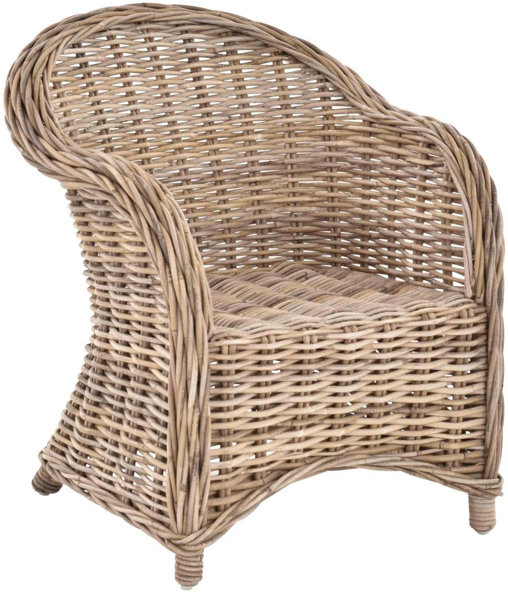 Kinderstuhl, Kindersessel aus Rattan in der Farbe Grau