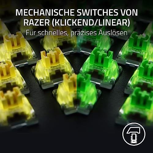 Razer BlackWidow V4 - Mechanische Gaming-Tastatur Chroma RGB (Mechanische Yellow Switches, 6 eigene Makro-Tasten, Doubleshot-ABS-Tastenkappen) QWERTZ DE-Layout | Schwarz