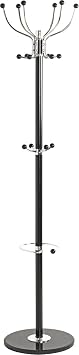 HAKU Garderobenständer, chrom, schwarz, Marmor, Metall Jackenständer - Maße: H 176 x Ø 38 cm, Style: Modern