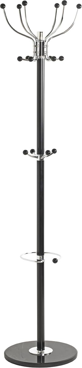HAKU Garderobenständer, chrom, schwarz, Marmor, Metall Jackenständer - Maße: H 176 x Ø 38 cm, Style: Modern