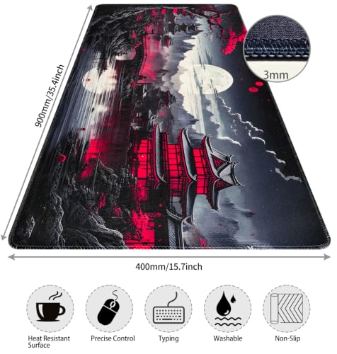 Mousepad XXL, Japanische Kunst Mauspads,900x400mm