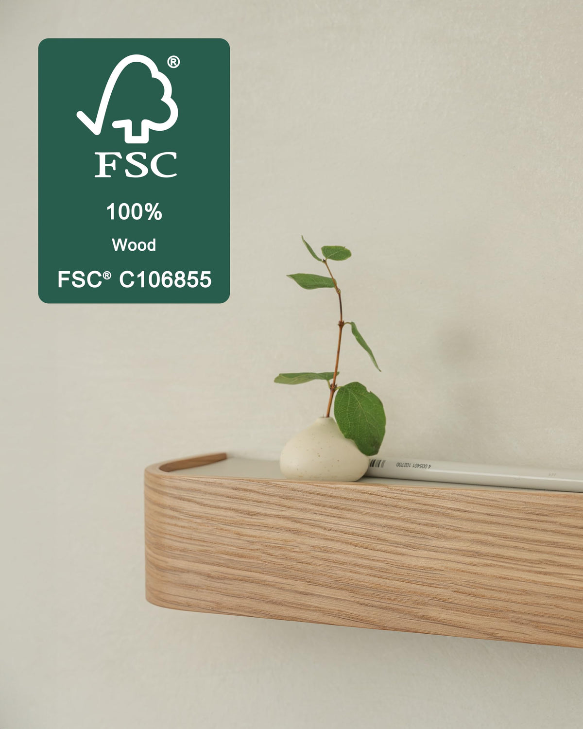 Kazai. Schlüsselbrett 'Toke' | Minimalistisches Schlüsselhaken-Design aus Berlin | Moderner Schlüsselhalter mit Ablage aus Holz | Schlüsselregal als Flur Möbel für die Wand | Eiche