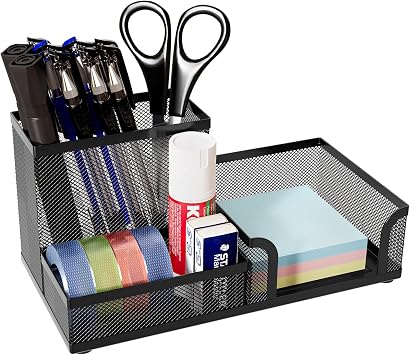 EasyPAG Metall Schreibtisch Organizer Stiftehalter Stiftköcher Utensilienschalen Büro Organisation Zubehör Ablage,Schwarz