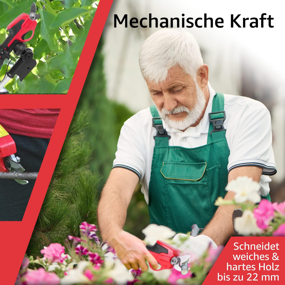 STREND PRO Akku Elektrische Astschere Teleskop | für einfach Garten und Baum Beschneiden | max. 22mm, 170cm Lang teleskopstiel Getriebe gartenschere | 1 x 7.2V Akku enthalten | Akkuschere, Baumschere