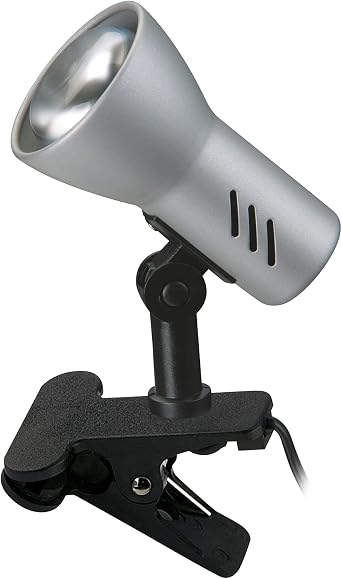 BRILONER - Schreibtischlampe mit Kabelschalter, schwenkbar, E14 Fassung, max. 40 Watt, Klemmlampe, Klemmleuchte, Nachttischlampe, Leselicht Kinder, Leselampe Bett, 6,5x11,5x10,8 cm, Titanfarbig