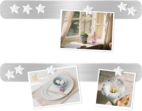 Magnettafel Memotafel Selbstklebend - 2 Stück Magnetleisten 4.77x30.77cm, Magnettafeln Memoboard Pinnwand aus Edelstahl mit 10 Weiße Magnete, Metallband Magnetstreifen für Büro Fotowand Papiere