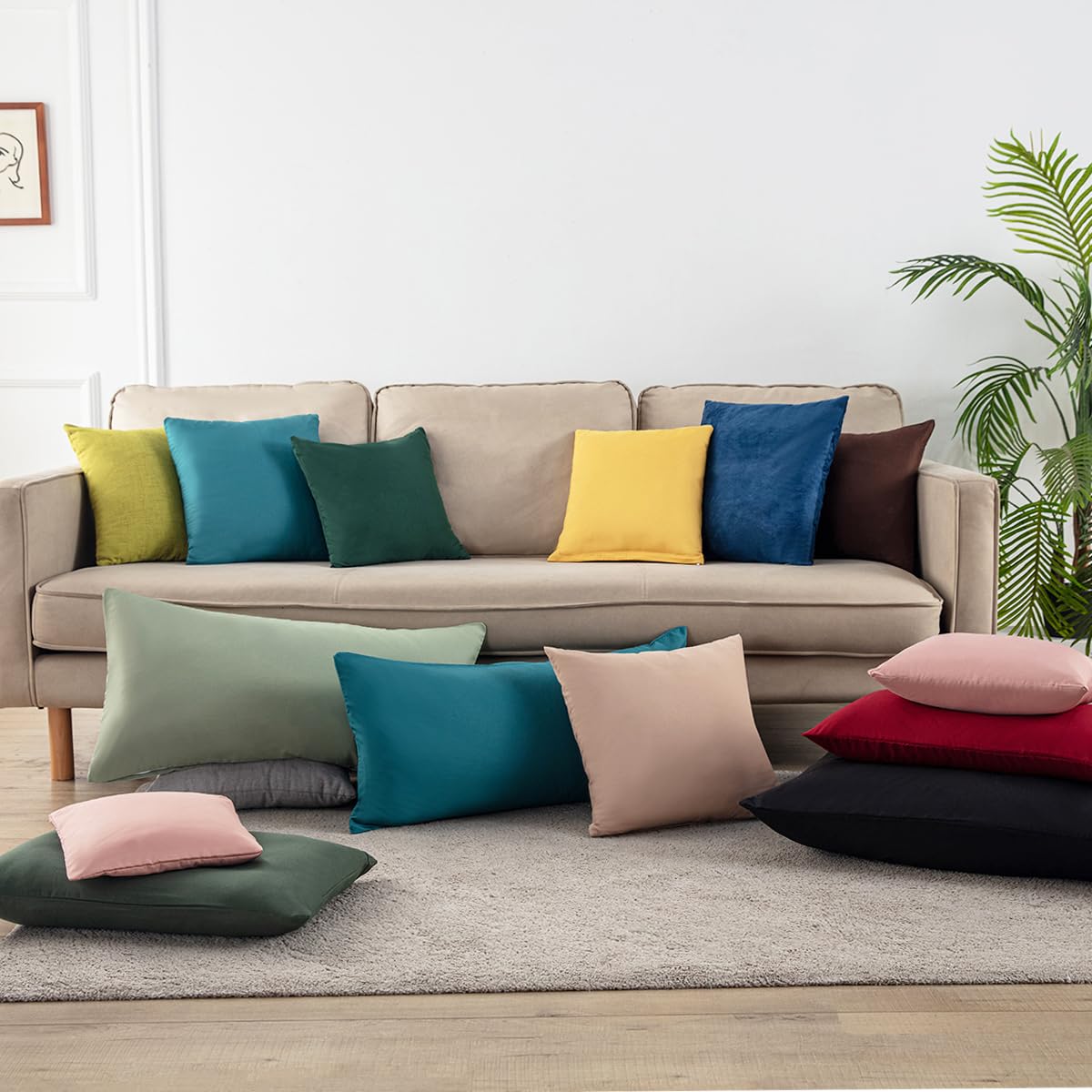 Kissenbezug 40 x 80 2er Set - kopfkissenbezug 40x80 cm Anthrazit, 100% Mikrofaser kissenbezüge mit Reißverschluss, Weich und Bügelfrei