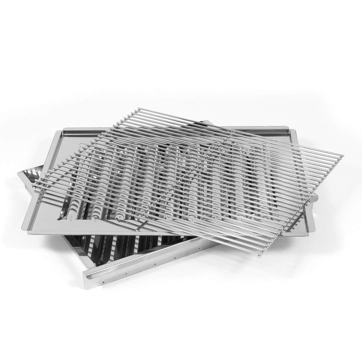 Gasgrill-Kombibräter 11kW 3-flammiger Edelstahl-Brenner mit Grillrost und Stahlpfanne Gastrobräter Profigrill Verein