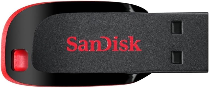 SanDisk Cruzer Blade USB-Flash-Laufwerk 32 GB (USB-Stick, Speicher für wichtige persönliche Dateien, Musik und Videos sichern, USB 2.0, Schlüsselanhängerfunktion) Schwarz/Rot
