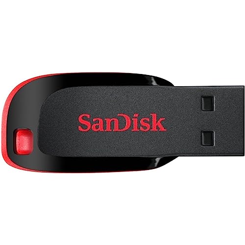 SanDisk Cruzer Blade USB-Flash-Laufwerk 32 GB (USB-Stick, Speicher für wichtige persönliche Dateien, Musik und Videos sichern, USB 2.0, Schlüsselanhängerfunktion) Schwarz/Rot