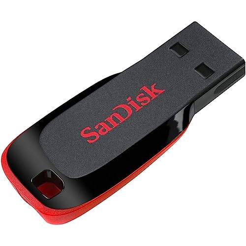 SanDisk Cruzer Blade USB-Flash-Laufwerk 32 GB (USB-Stick, Speicher für wichtige persönliche Dateien, Musik und Videos sichern, USB 2.0, Schlüsselanhängerfunktion) Schwarz/Rot