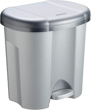 Rotho Duo Mülleimer Küche 2 x 10 L Mülleimer 2 Fächer mit Deckel Silber
