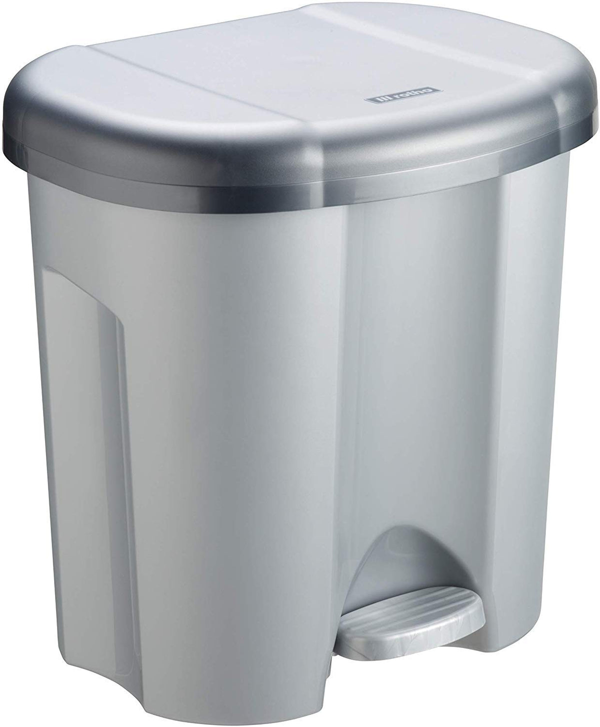 Rotho Duo Mülleimer Küche 2 x 10 L Mülleimer 2 Fächer mit Deckel Silber