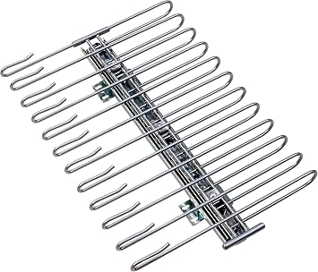 WENKO ausziehbarer Hosenbügel, Halter für 12 Hosen, Zur Befestigung im Kleiderschrank, Verchromtes Metall, 33 x 10 x 47 cm