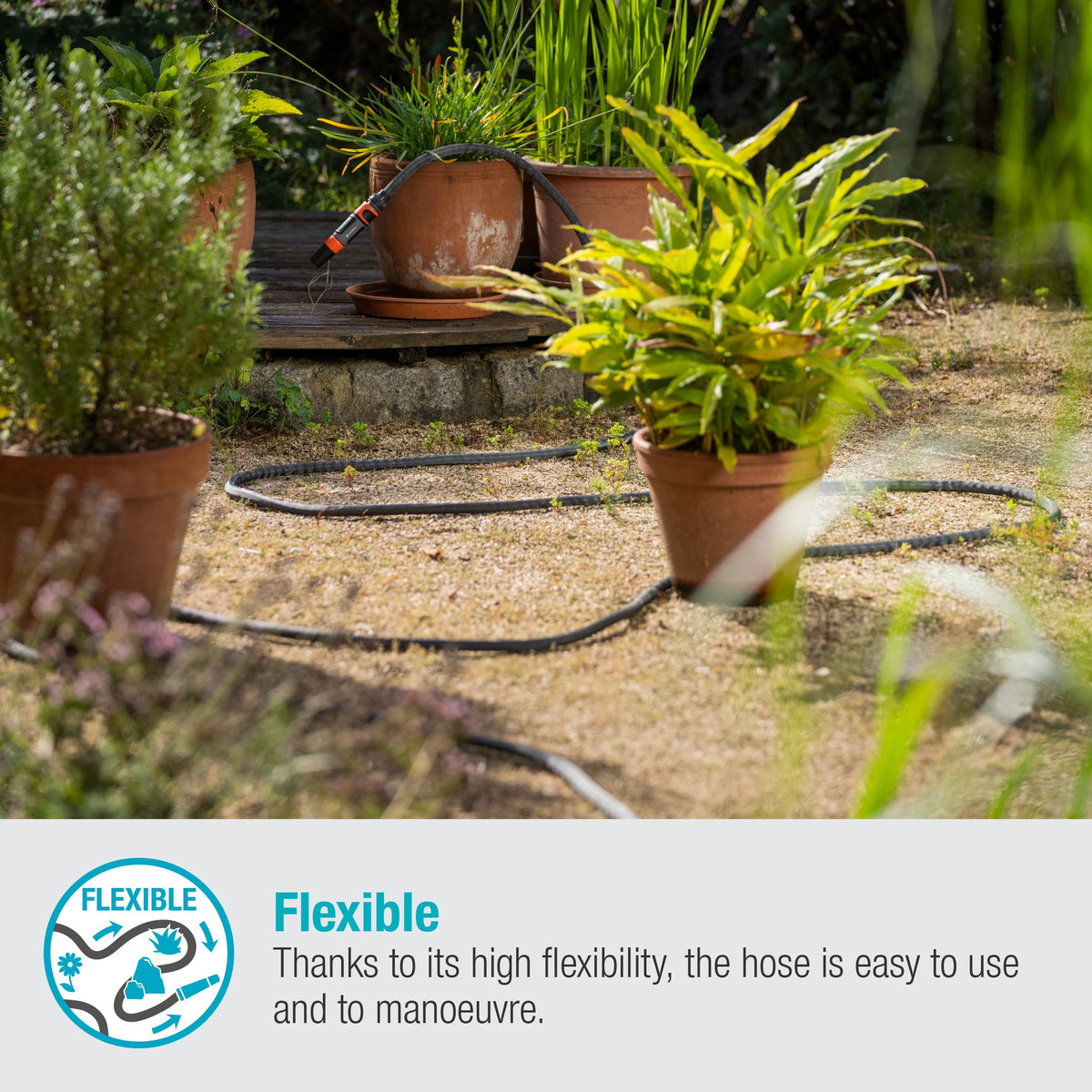 Gardena Liano Life Textilschlauch 1/2 Zoll, 15m Set: Hochflexibler Gartenschlauch aus Textilgewebe, mit PVC-Innenschlauch, kein Abknicken, leichtgewichtig, wetterbeständig (18445-20)