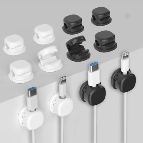 Kabelclips, 12er-Pack, einhändig bedienbar, starker Klebstoff, Kabelorganisator