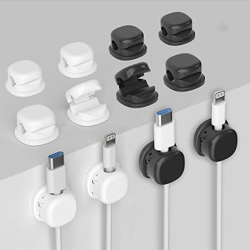 Kabelclips, 12er-Pack, einhändig bedienbar, starker Klebstoff, Kabelorganisator
