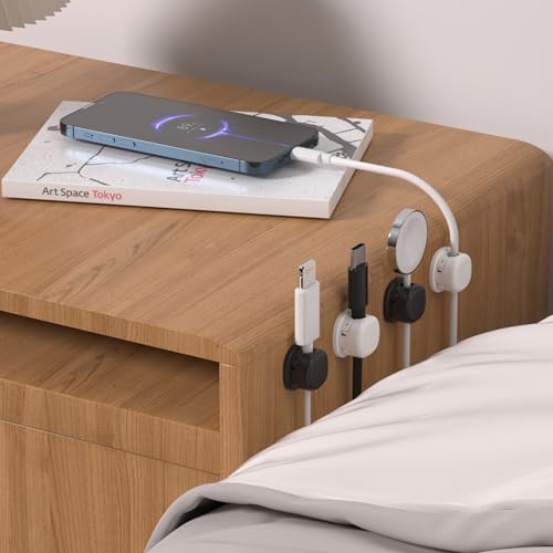Kabelclips, 12er-Pack, einhändig bedienbar, starker Klebstoff, Kabelorganisator