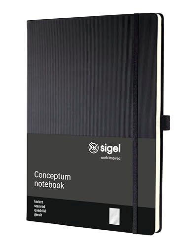 Sigel Conceptum Premium Notizbuch A4 kariert schwarz Hardcover 194 Seiten