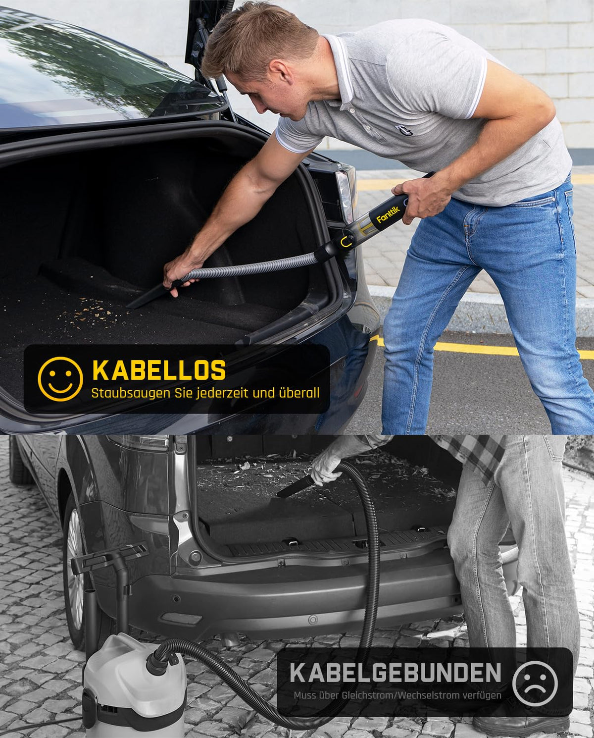 Fanttik Slim V8 APEX Kabelloser Akku Autostaubsauger, 4-in-1 Mini (Schwarz)