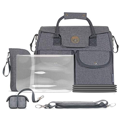 Wickeltasche 5er Set Wickelauflage Schnullerbag Kinderwagen-Haltung,Grau