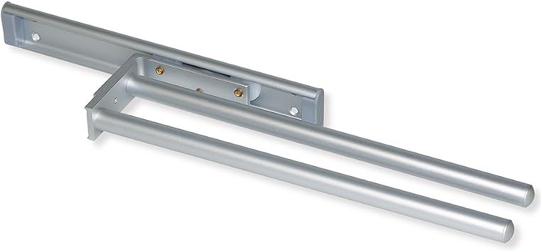 Emuca - Ausziehbarer Handtuchhalter mit 2 Armig, handtuchauszug küche oder Bad aus matt eloxiertem Aluminium, Länge 310mm