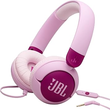 JBL Junior 320, On-Ear-Kopfhörer mit Kabel und eingebautem Mikrofon für Kinder, JBL Safe Sound, niedriger Lautstärke, 12 mm Soft Pad und Sticker-Set, tragbares Design, Lila
