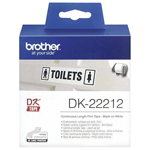 Brother DK-22211 Endlosetiketten Film (29 mm breit, 15,24 m lang, für QL-Etikettendrucker) schwarz auf weiß