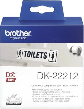 Brother DK-22211 Endlosetiketten Film (29 mm breit, 15,24 m lang, für QL-Etikettendrucker) schwarz auf weiß
