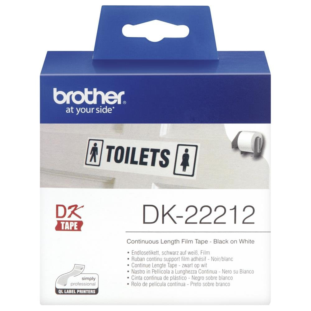 Brother DK-22211 Endlosetiketten Film (29 mm breit, 15,24 m lang, für QL-Etikettendrucker) schwarz auf weiß