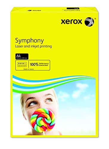 Xerox 003R93952 farbiges Druckerpapier Kopierpapier Symphony intensiv Din A4, 80 g/m², 500 Blatt pro Pack, sonnengelb