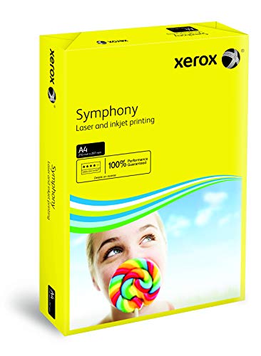 Xerox 003R93952 farbiges Druckerpapier Kopierpapier Symphony intensiv Din A4, 80 g/m², 500 Blatt pro Pack, sonnengelb