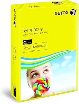 Xerox 003R93952 farbiges Druckerpapier Kopierpapier Symphony intensiv Din A4, 80 g/m², 500 Blatt pro Pack, sonnengelb