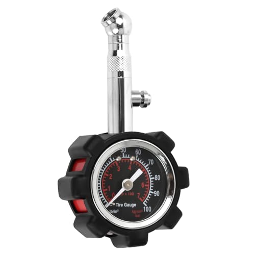 Reifendruckprüfer Geeicht, Analog Auto Luftdruckprüfer 0-100 PSI Mechanische Reifendruckmesser mit 1.5" Zifferblatt Präzision Reifendruck Messgerät für Motorräder, Auto, SUV, Transporter