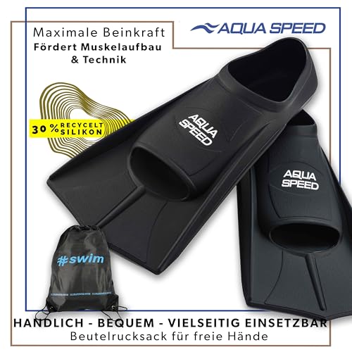 Aqua Speed Kurze Schwimmflossen für Erwachsene und Kinder I HIGH TECH | weiche Trainingsflossen I leichte Kurzflossen I Training Flossen I Trainingsschwimmflossen I Schwimmen I Schwimmtraining