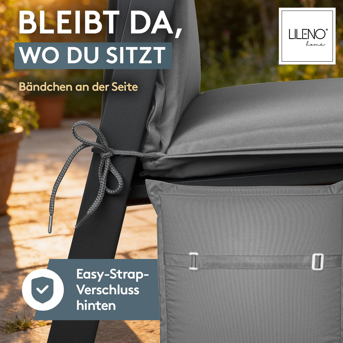 LILENO HOME Sonnenliege Auflage als [1er Set - Rollliege] in Uni Mittelgrau
